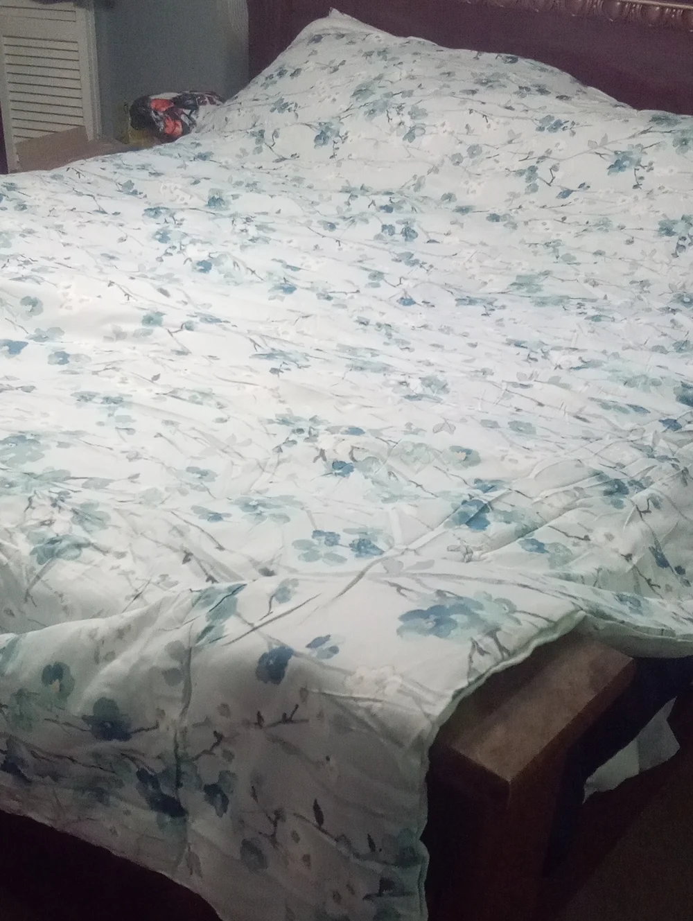 Floral Blue Green Cotton Comforter King NWT $99.99 Floral